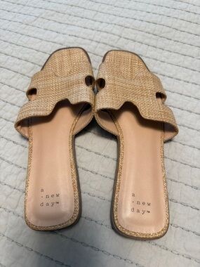 a new day Woven Tan Slide Mules